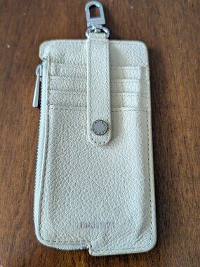 Danier Vintage Pebbled Genuine Leather Beige Card Holder